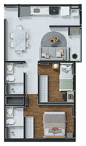 2 Qs - 54m²